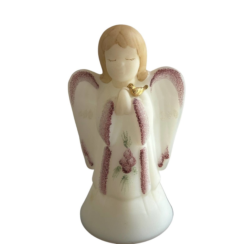 Fenton: Hand painted Praying Angel figurine by M.‎ Shaffer, 6"